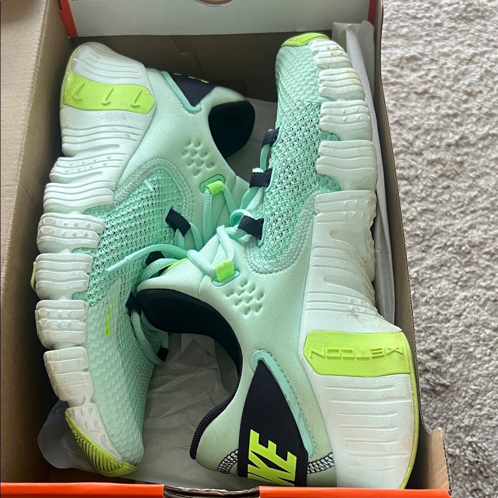 Nike Metcon Sneakers in Mint and Neon Yellow